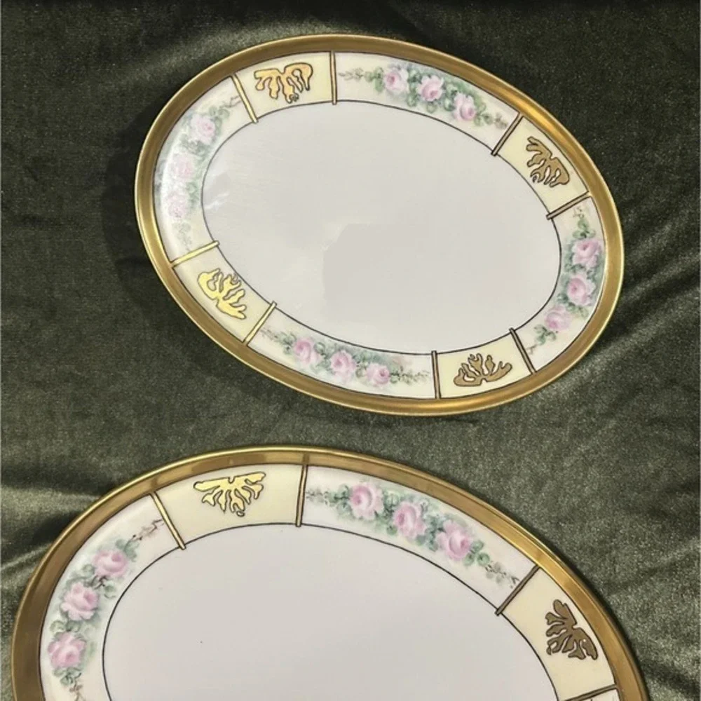RARE 6-PC Vintage Limoges Vanity Hair Receiver Powder Cont. &‎ Pair Of Trays Wow